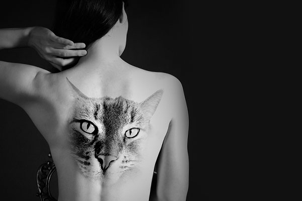 Damski tatuaż 3D - kot